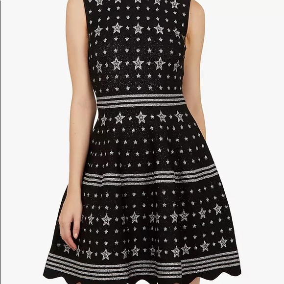 TED BAKER Print Star Jacquard Lurex Knit Dress SIZE 3*** women’s - Picture 3 of 11